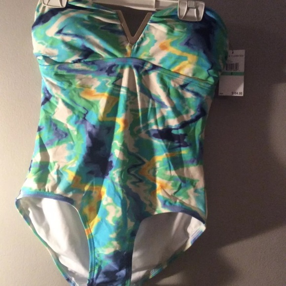 VINCE CAMUTO Blue Blend Bandeau One Piece Size 8 - Picture 3 of 7